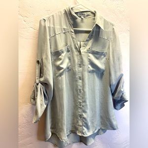 Express The Portofino Shirt Collard Button Front Gray Dress Shirt